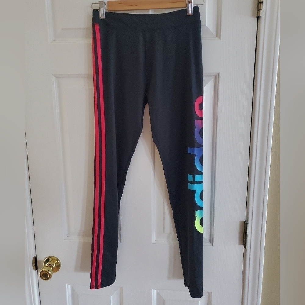 Adidas rainbow Active Girls leggings Size XL 16